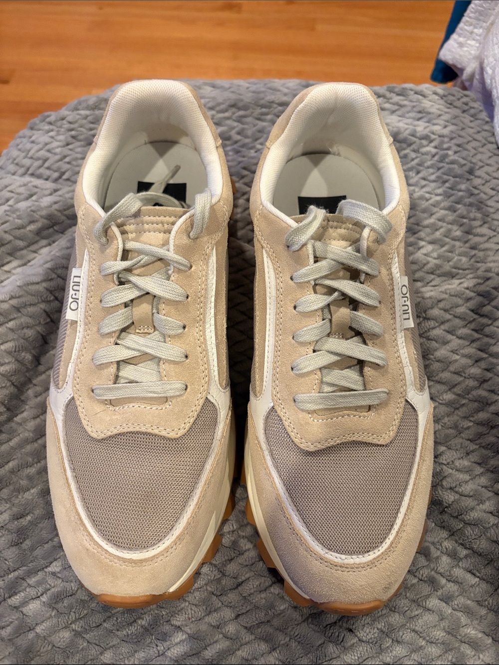 Liu Jo Men's Beige, Cream & Taupe Mesh Suede Sneakers